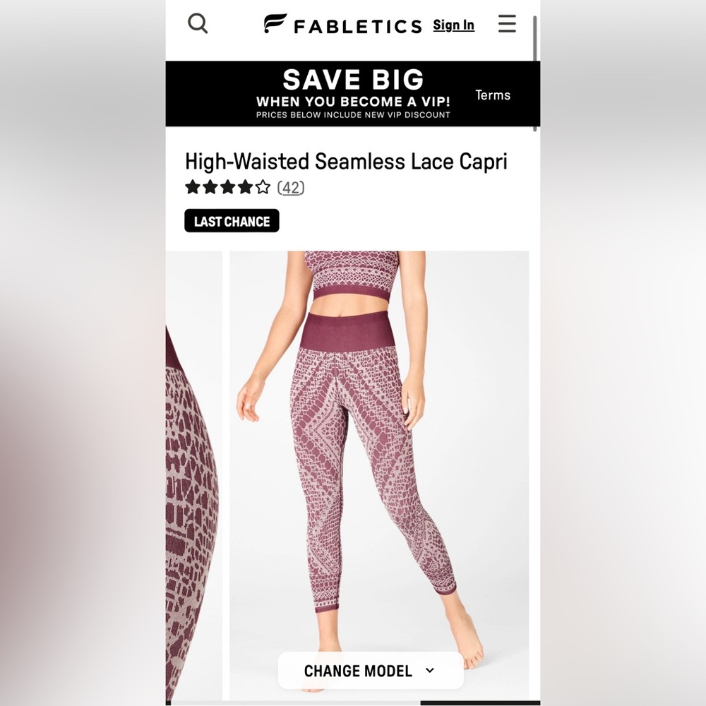 Fabletics High-Waisted Seamless Lace Capri